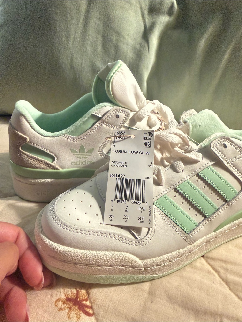 adidas Kids Sneakers White with Mint Green Accents